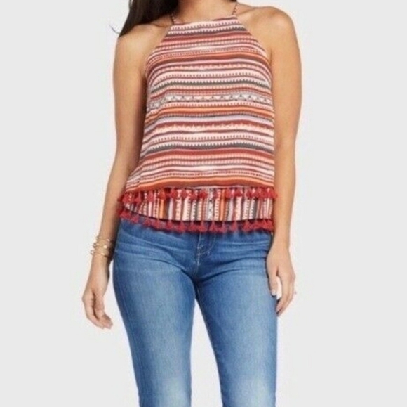 Evereve Sunday in Brooklyn NWT Desert Stripe Tiered Tassel Tank Top XS - Picture 5 of 8